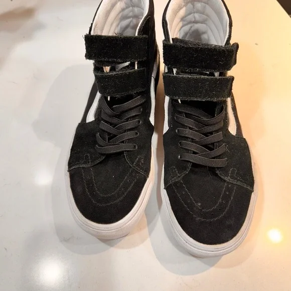 Vans Sk8-Hi Rainbow‎ Stripe Skate Shoes Men's 7.5 Black Suede High Top